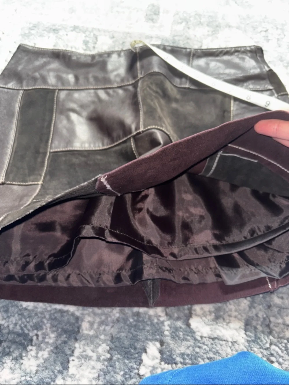 NWT Dollhouse Brown Patchwork Leather Mini Skirt - Picture 5 of 5